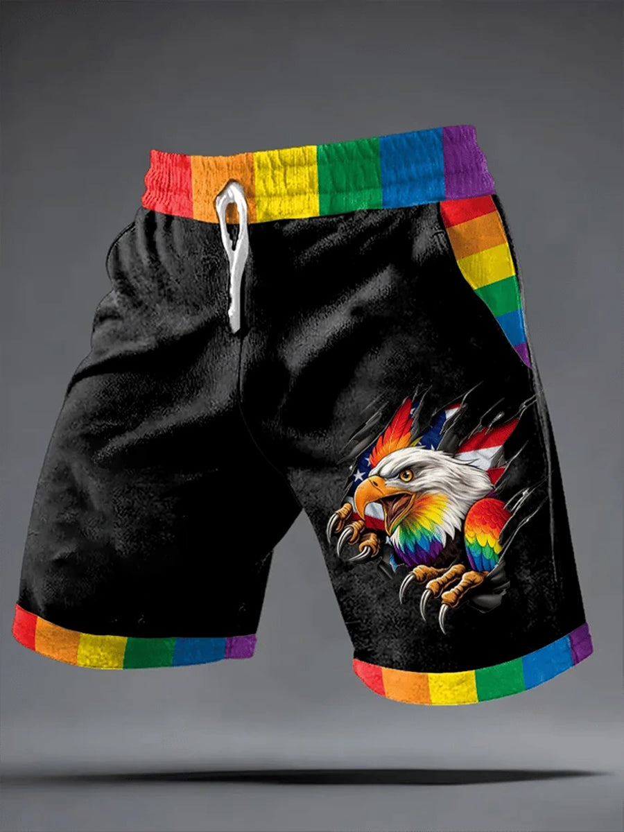 Men's Pride Month Rainbow Art Shorts